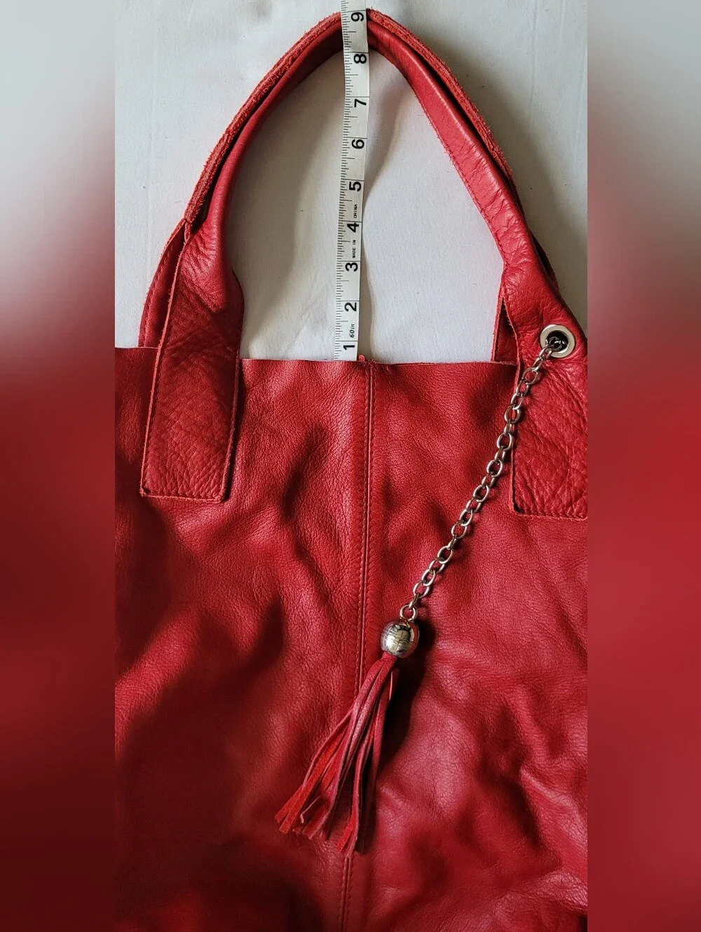 Nardelli Red Leather Tassel Hobo Shoulder Slough Bag. Medium. Boho Indie Sleaze.